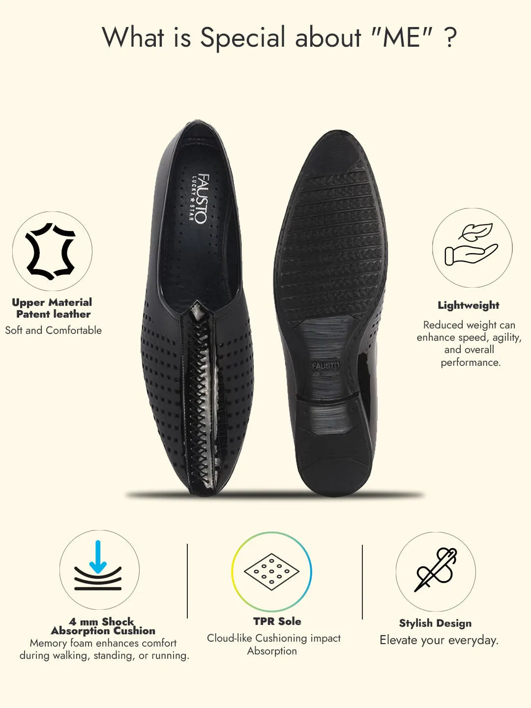 Men Black Patent Leather Breathable Traditional Wedding Slip On Ethnic Juttis and Mojaris|Party Slip On Evening Shoes|Striped Mojaris