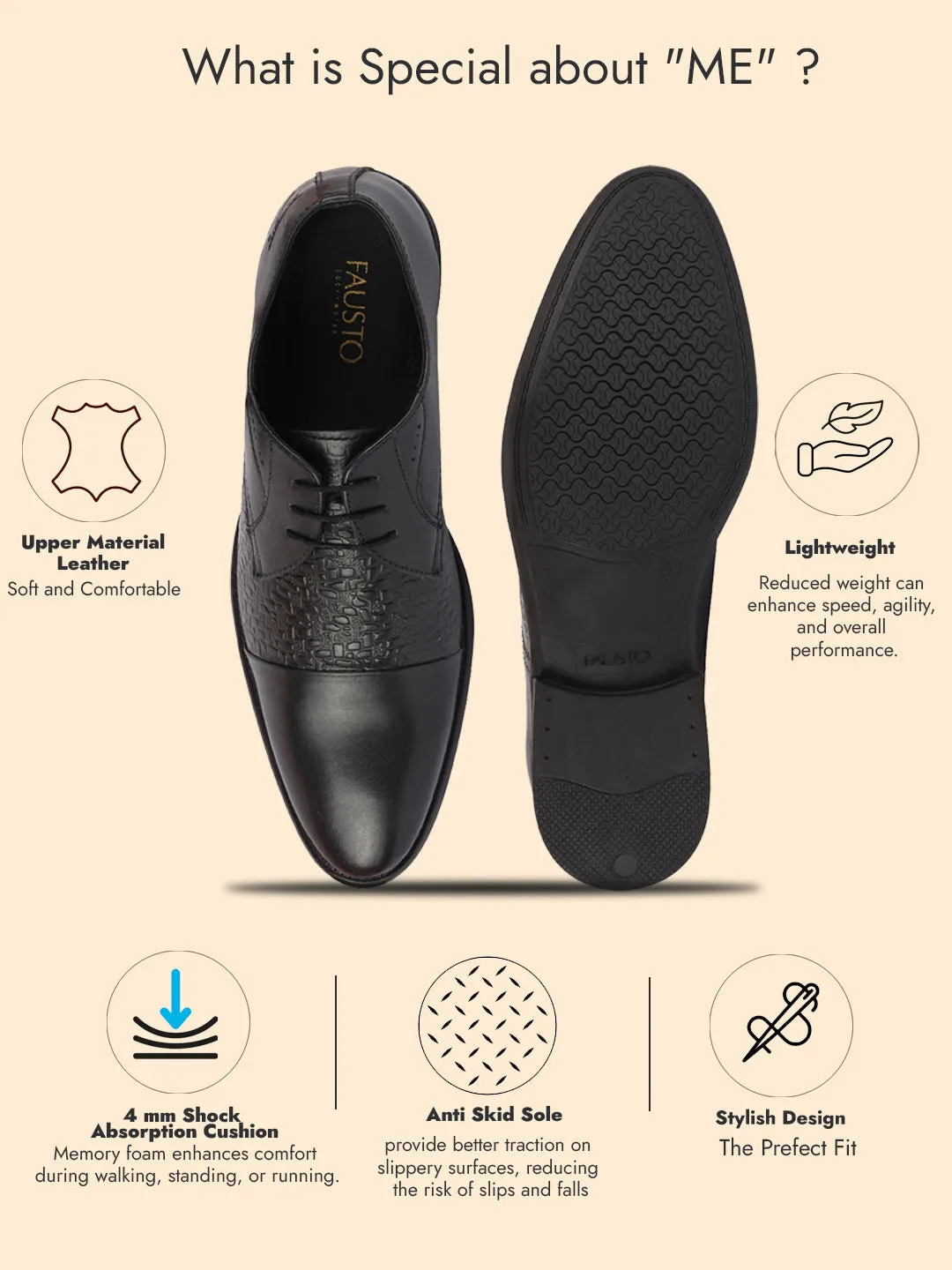 Men Black Wedding Party Genuine Leather Embossed Design Oxford Lace Up Shoes