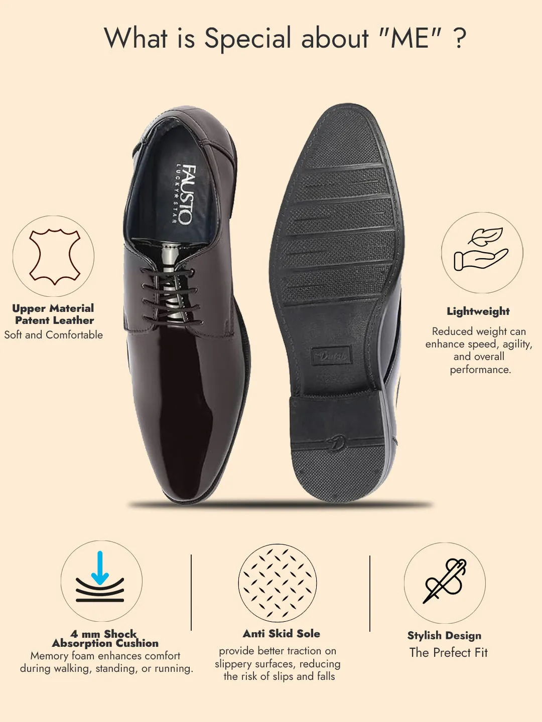 Men Brown Patent Leather Shine Party Wedding Pointed Toe Lace Up Derby Shoes