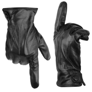 Men's Full Finger Genuine Sheepskin Leather Gloves with Cashmere Lined, S/ M/ L