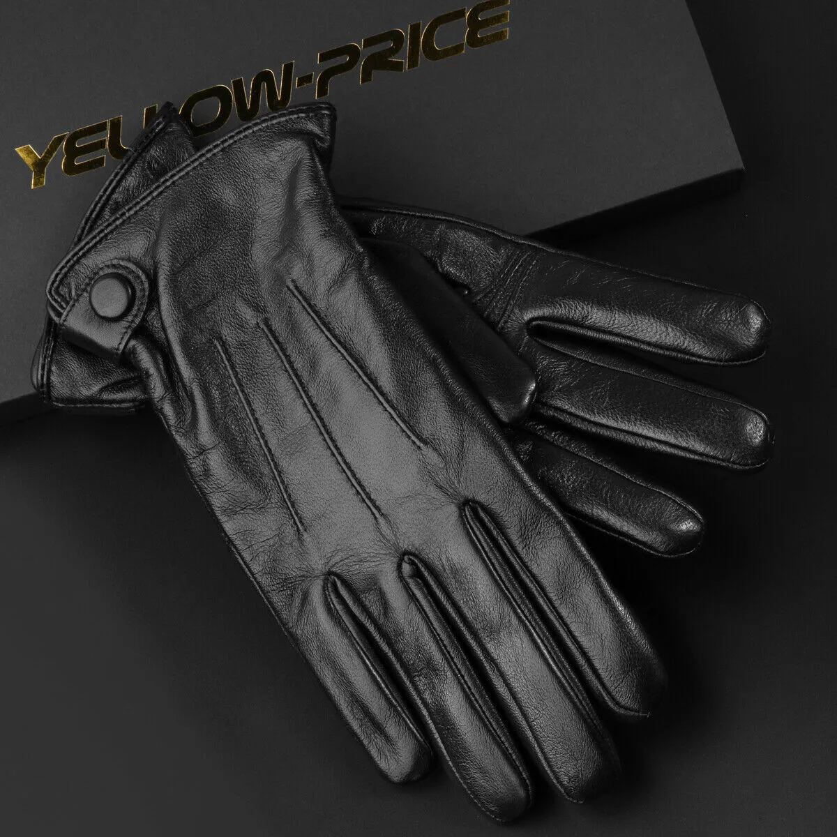 Men's Genuine Sheepskin Leather Gloves w/Cashmere Lined Touchscreen Warm Gloves