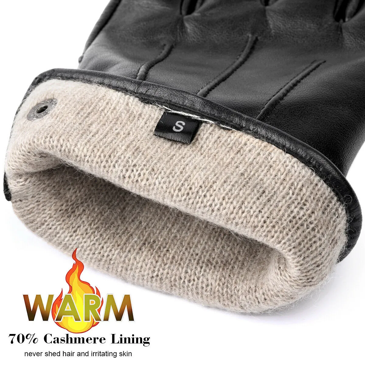 Men's Genuine Sheepskin Warm Winter Touchscreen Leather Gloves for Cold Weather