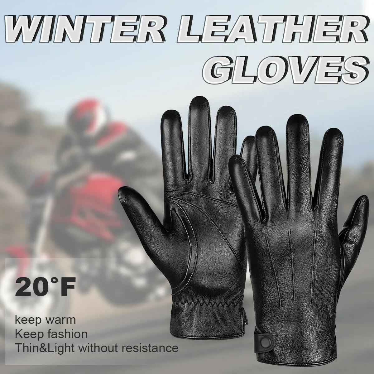Men's Genuine Sheepskin Warm Winter Touchscreen Leather Gloves for Cold Weather