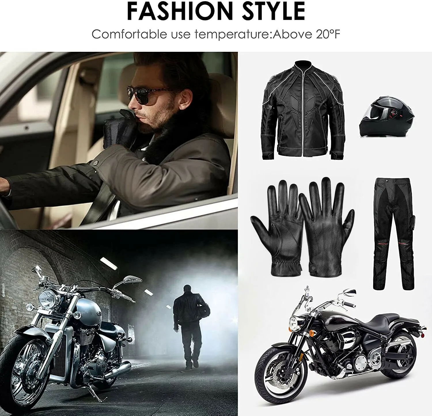 Men's Genuine Sheepskin Warm Winter Touchscreen Leather Gloves for Cold Weather