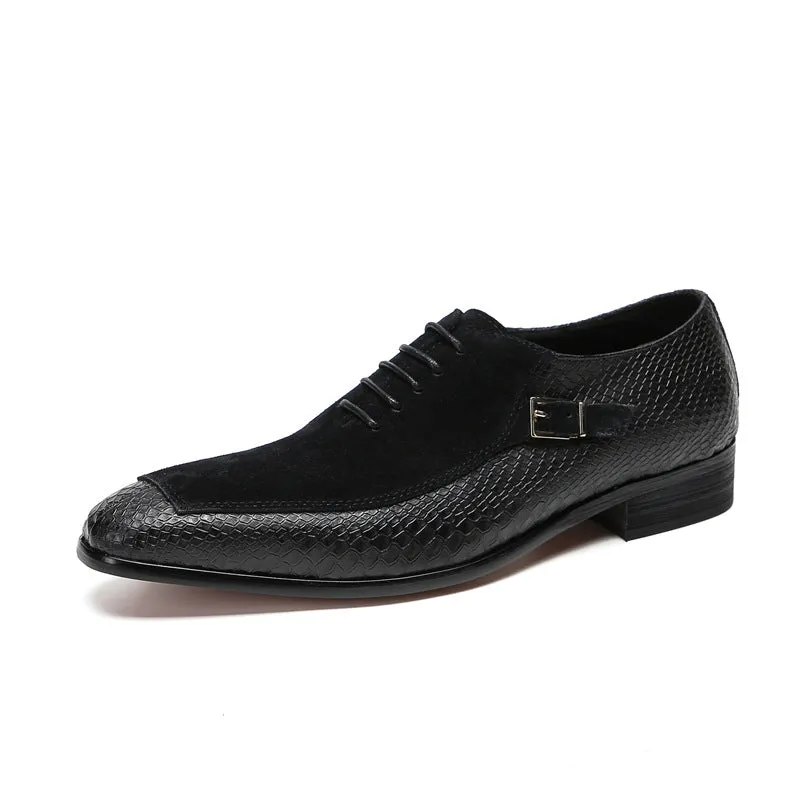 Men's leather shoes leather summer breathable business formal wear crocodile pattern breathable increased British casual wedding groom's shoes