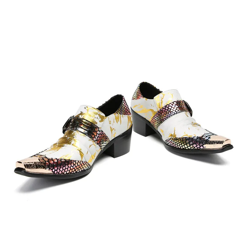 Men's leather shoes leather summer breathable business formal wear crocodile pattern breathable increased British casual wedding groom's shoes