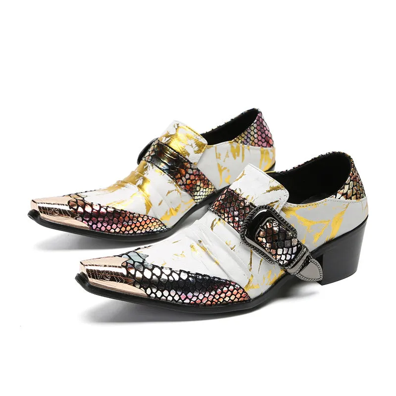 Men's leather shoes leather summer breathable business formal wear crocodile pattern breathable increased British casual wedding groom's shoes
