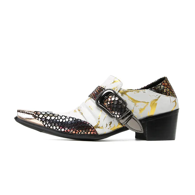 Men's leather shoes leather summer breathable business formal wear crocodile pattern breathable increased British casual wedding groom's shoes