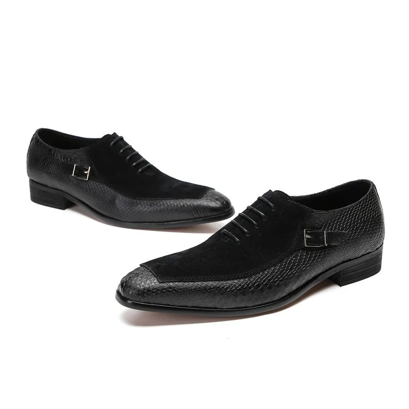 Men's leather shoes leather summer breathable business formal wear crocodile pattern breathable increased British casual wedding groom's shoes