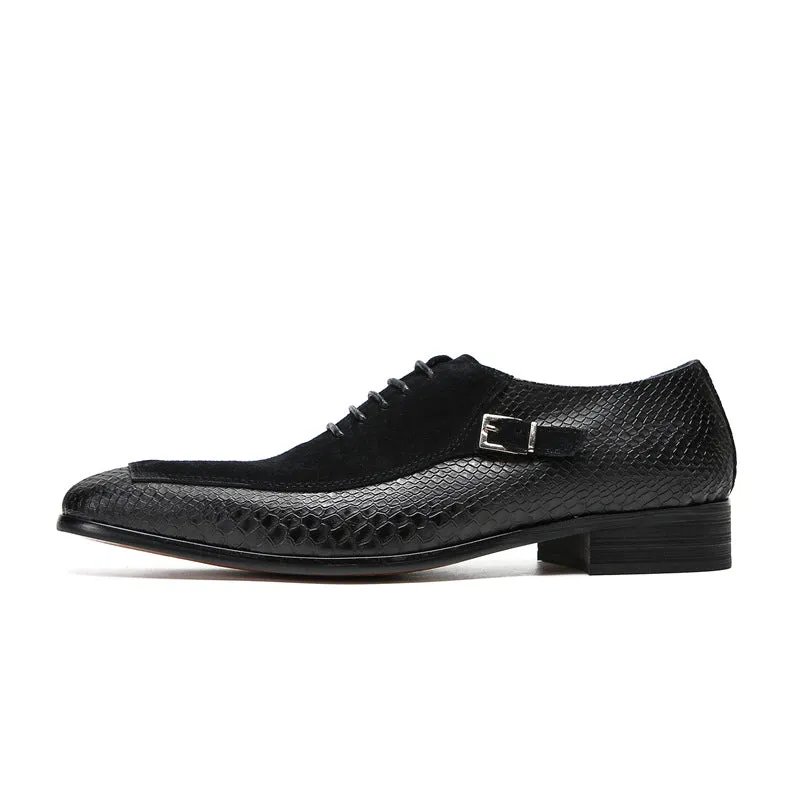 Men's leather shoes leather summer breathable business formal wear crocodile pattern breathable increased British casual wedding groom's shoes