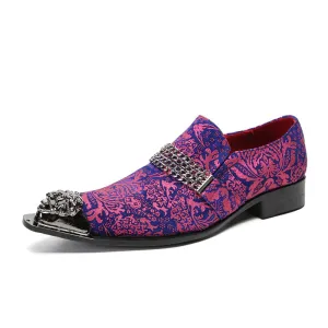 Men's leather shoes leather summer breathable business formal wear purple breathable heightening British casual wedding groom's shoes