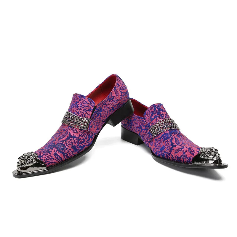 Men's leather shoes leather summer breathable business formal wear purple breathable heightening British casual wedding groom's shoes