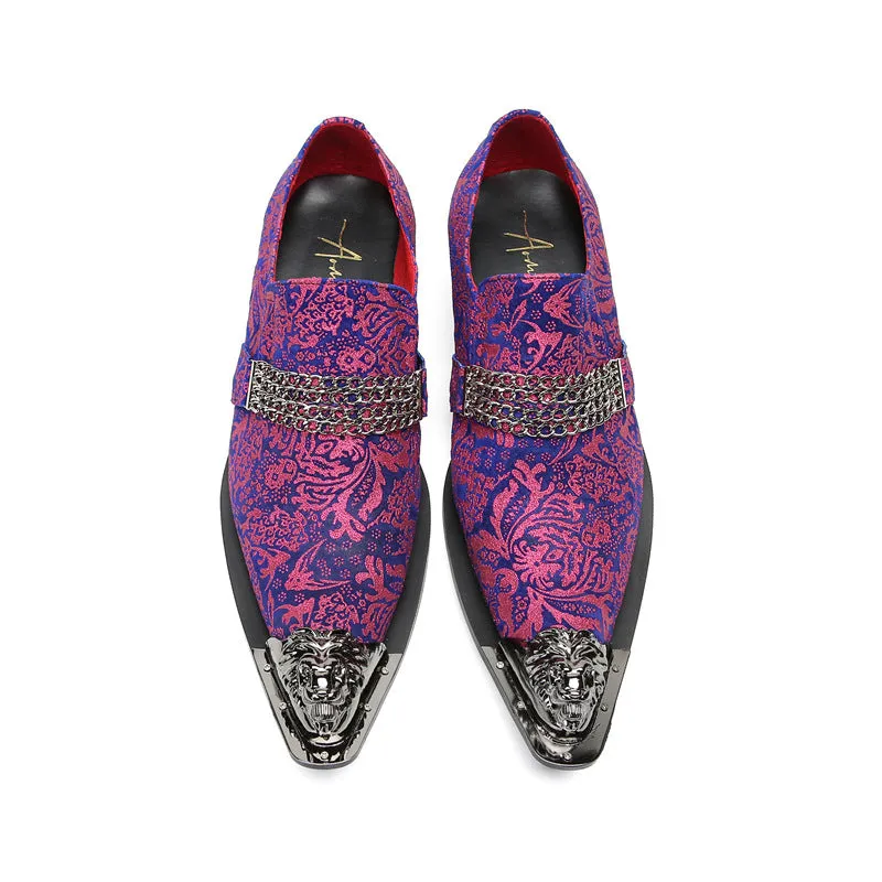 Men's leather shoes leather summer breathable business formal wear purple breathable heightening British casual wedding groom's shoes
