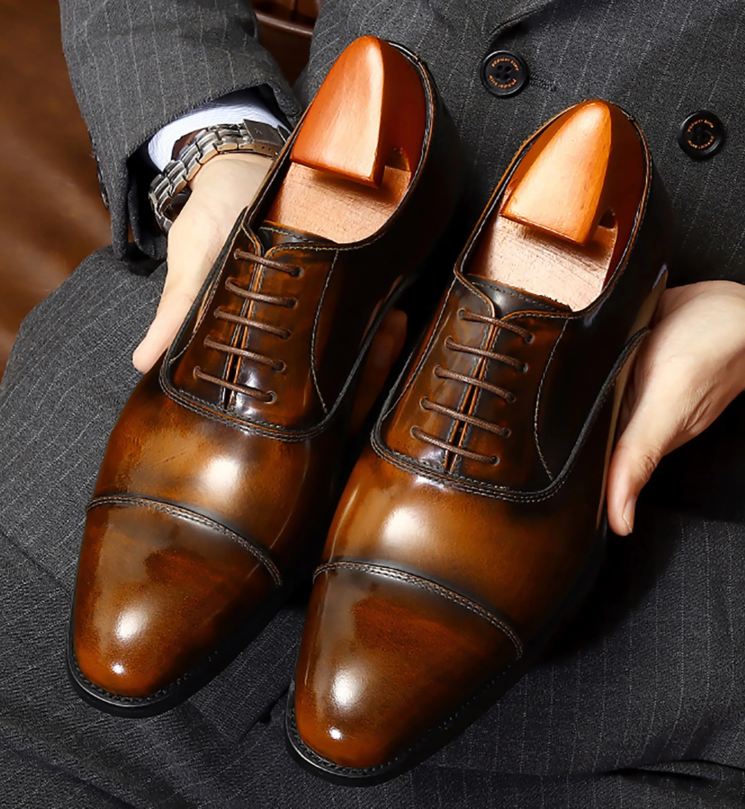 Men's Leather Tuxedo Shoes Formal Dress Oxford