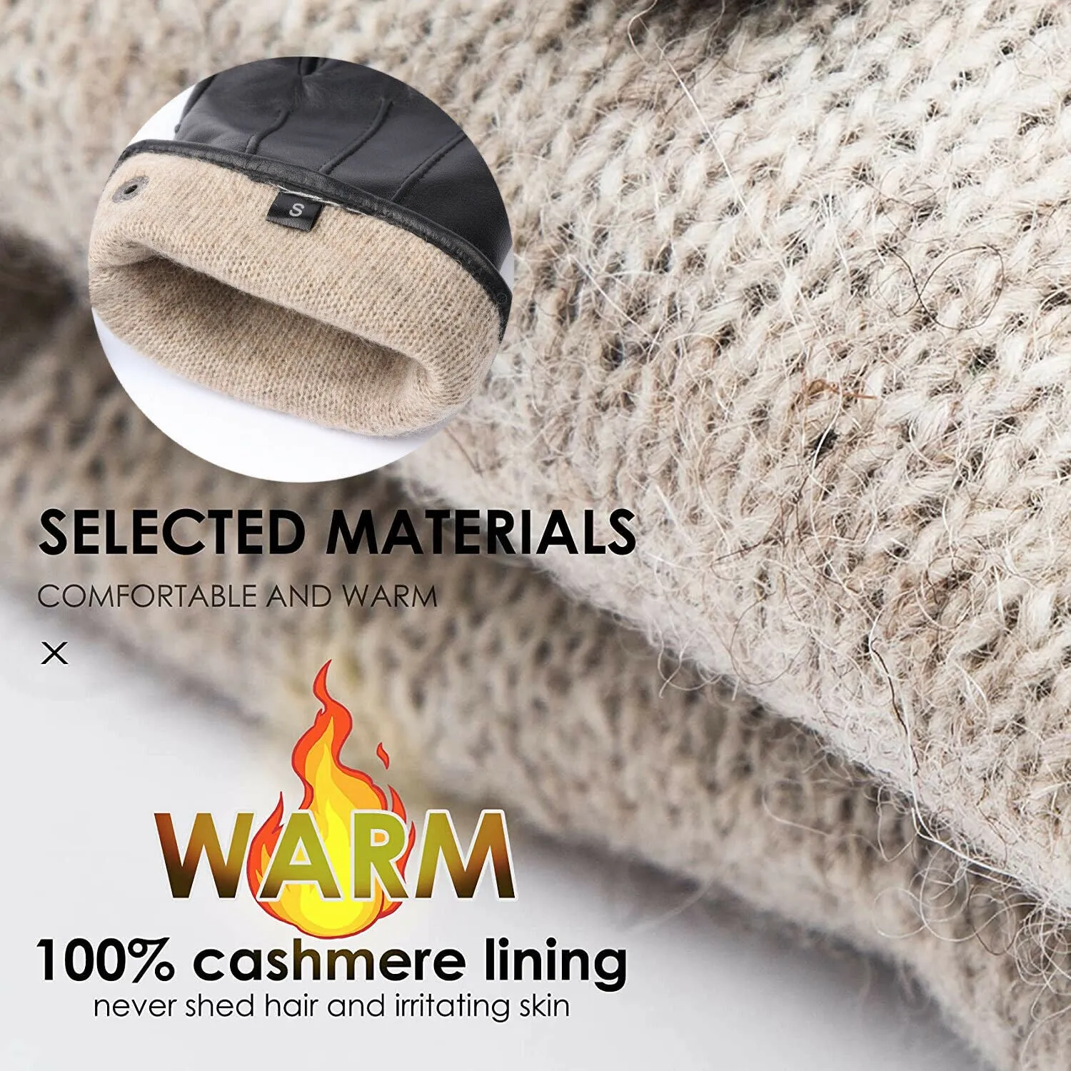 Mens Sheepskin Leather Warm Cashmere Lined Dress Luxury Vintage Gloves - CA
