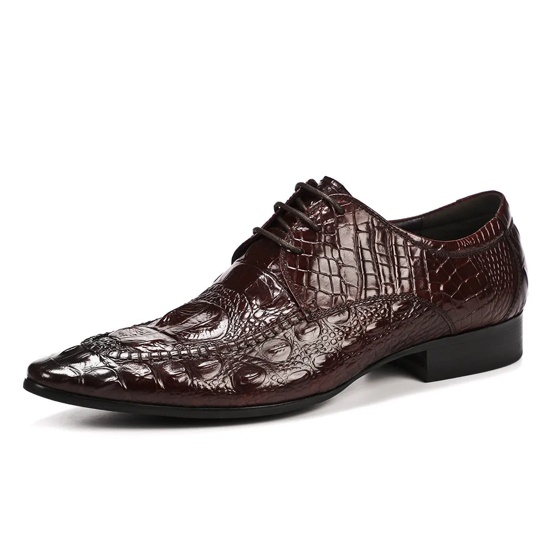 Men's Shoes British Business Dress Leather Shoes Genuine Leather Crocodile Pattern Pointed Casual Shoes89131