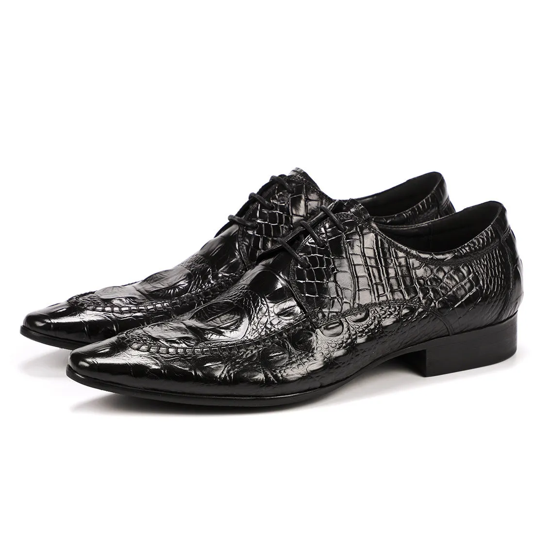 Men's Shoes British Business Dress Leather Shoes Genuine Leather Crocodile Pattern Pointed Casual Shoes89131