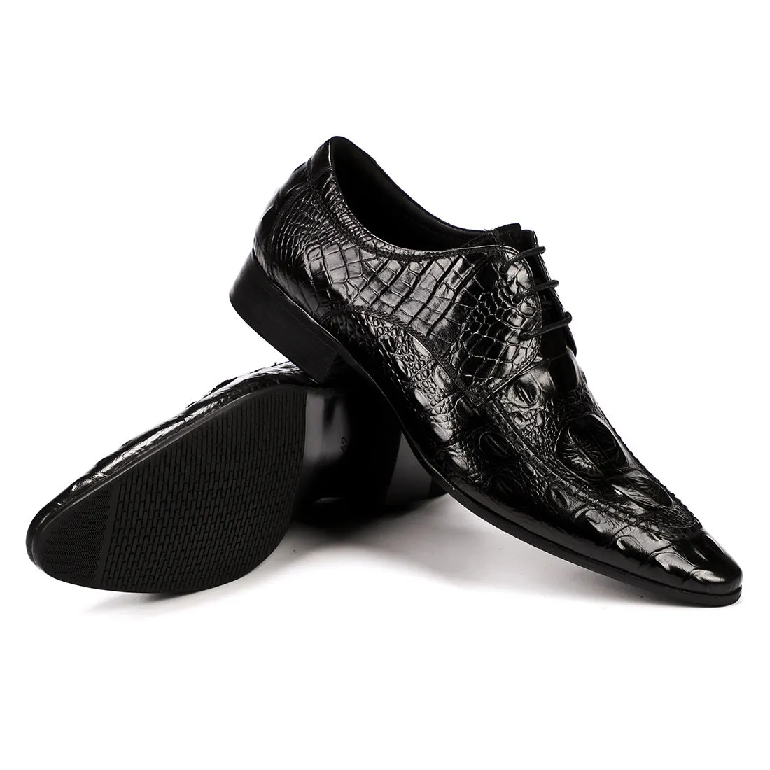 Men's Shoes British Business Dress Leather Shoes Genuine Leather Crocodile Pattern Pointed Casual Shoes89131