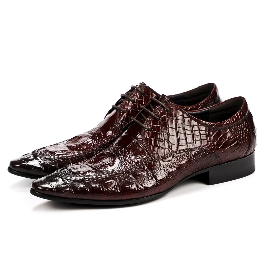 Men's Shoes British Business Dress Leather Shoes Genuine Leather Crocodile Pattern Pointed Casual Shoes89131