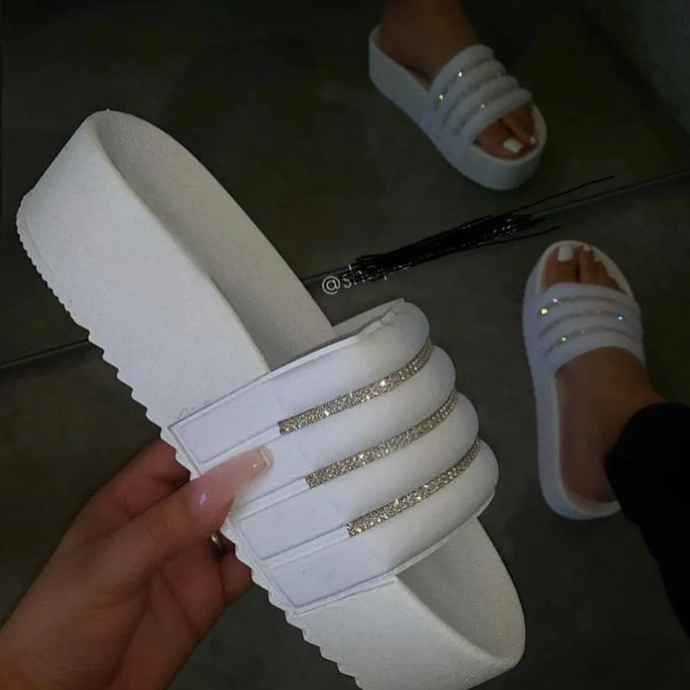 New European And American Fashion Rhinestone Sponge Cake Platform Sandals