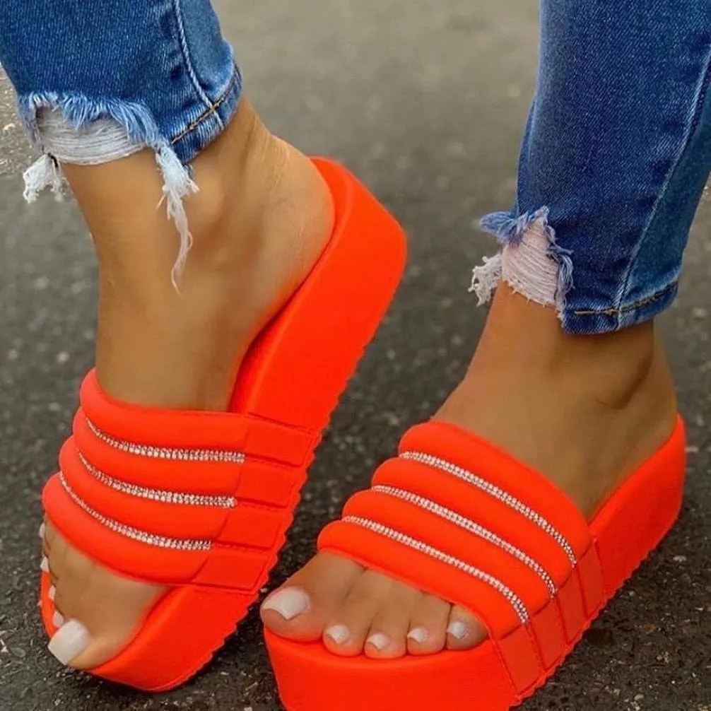 New European And American Fashion Rhinestone Sponge Cake Platform Sandals