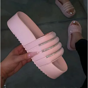 New European And American Fashion Rhinestone Sponge Cake Platform Sandals