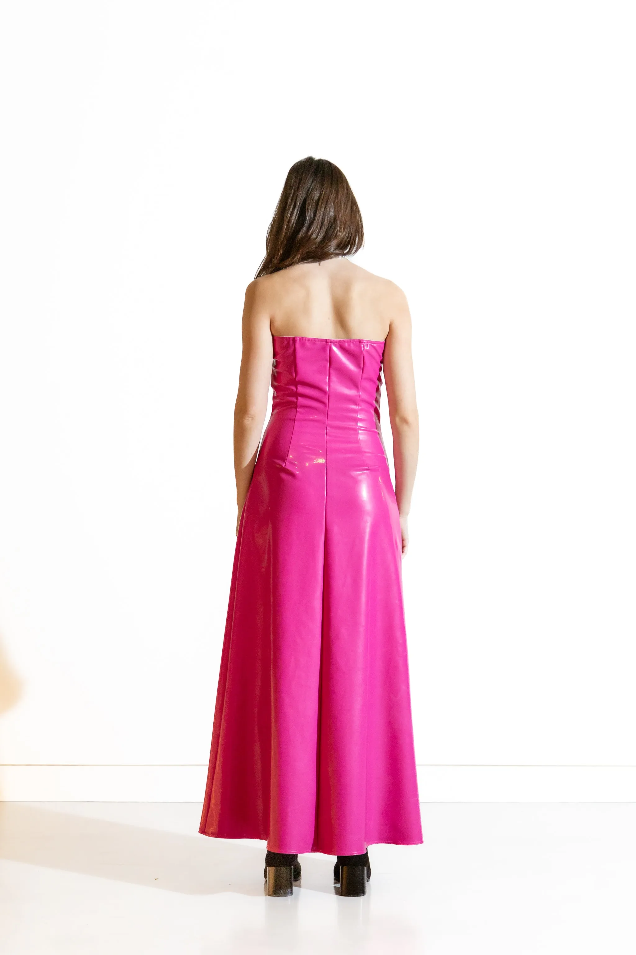 Nominal Barb Pink Latex Maxi Dress