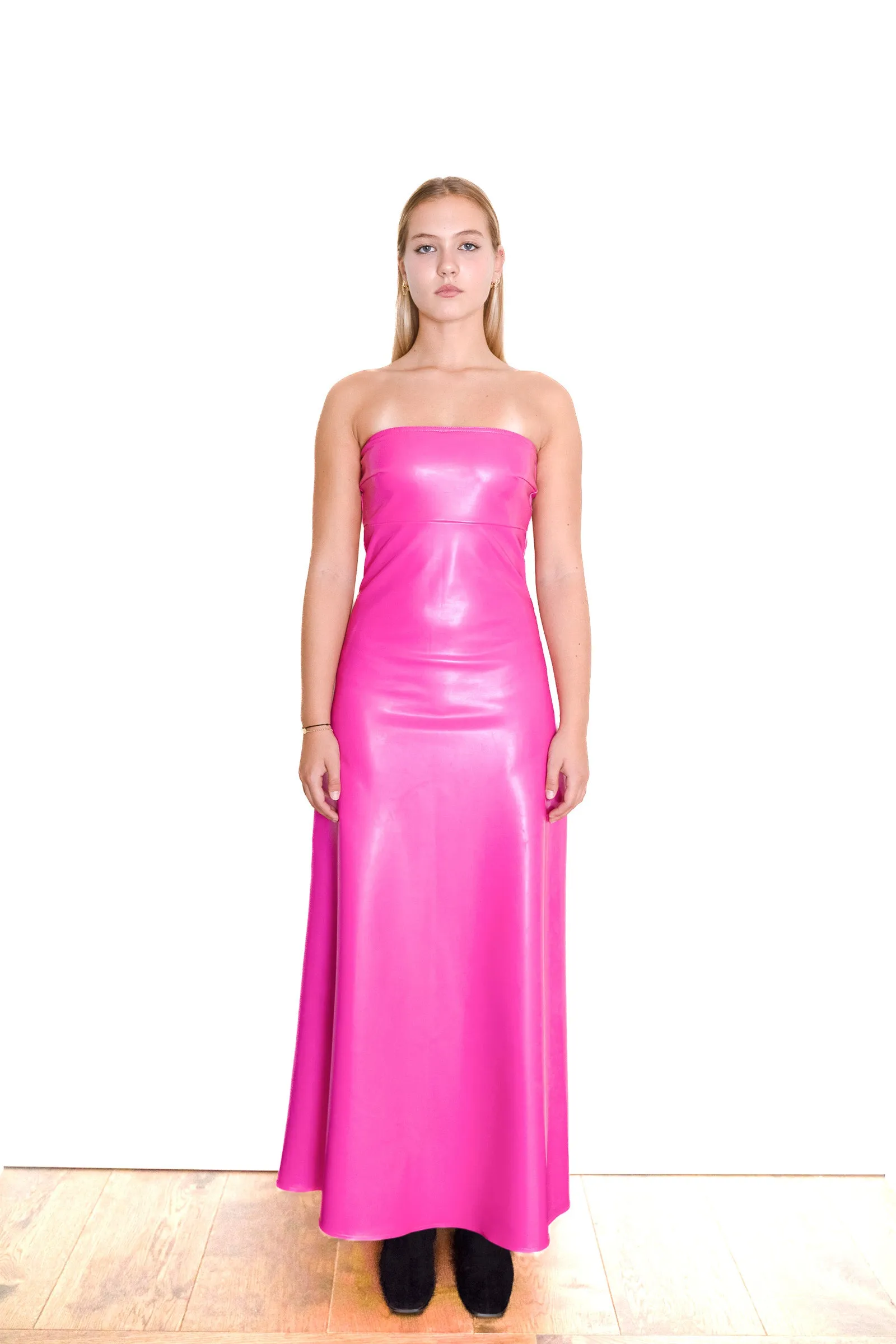 Nominal 'Barb' Pink Latex Maxi Dress