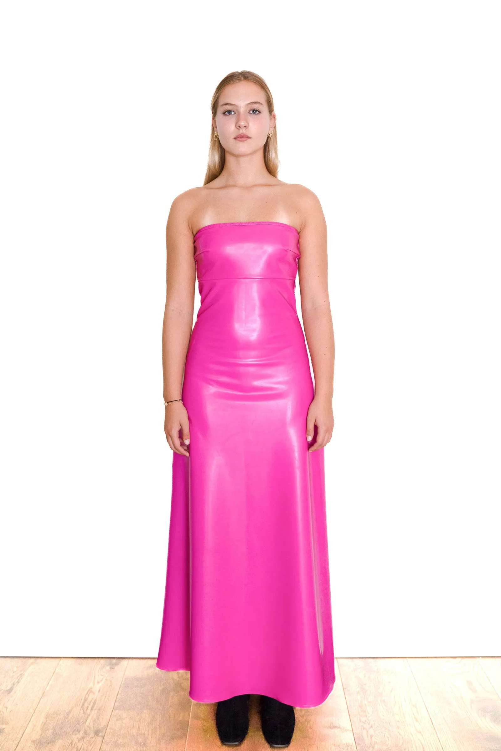 Nominal 'Barb' Pink Latex Maxi Dress