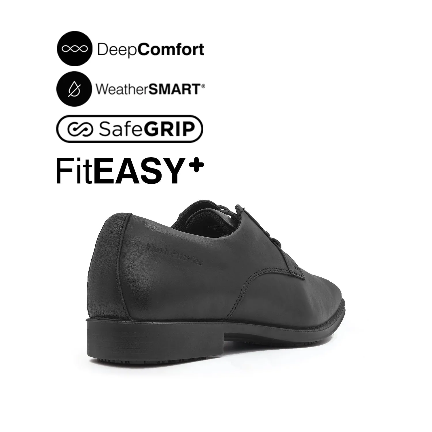 Otom Lace Up Plain Toe Men's Shoes - Black Leather Waterproof