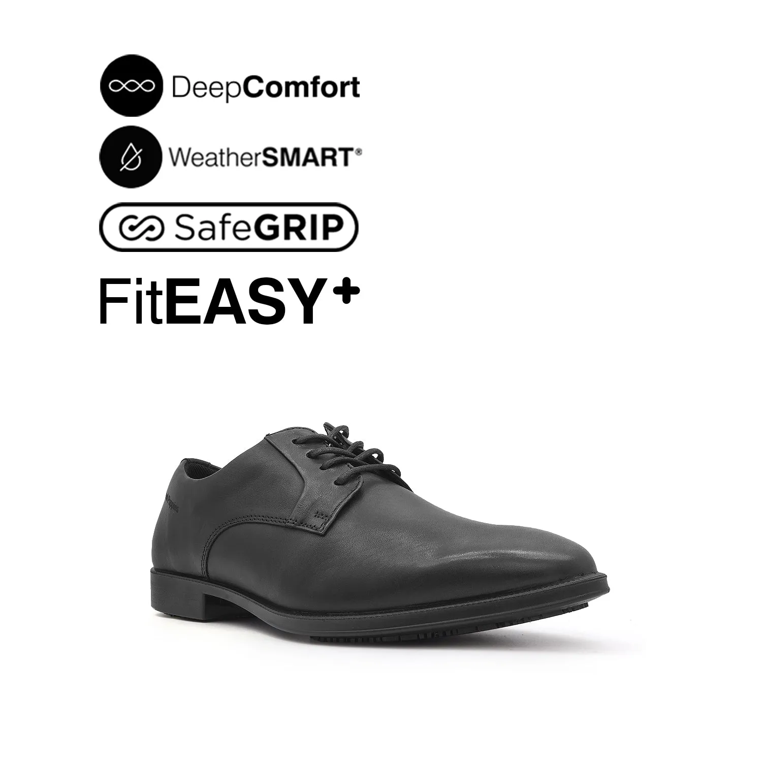 Otom Lace Up Plain Toe Men's Shoes - Black Leather Waterproof