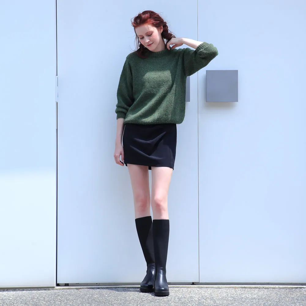 Palermo Stretchy Knit Knee-High Chunky Boots (Nero)