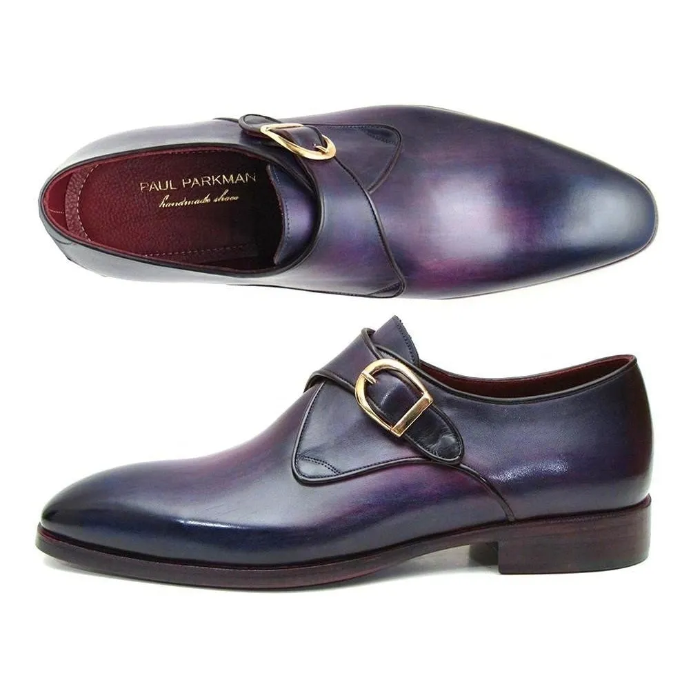 Paul Parkman Purple Single Monkstrap Hand Painted Men Shoes NIB!
