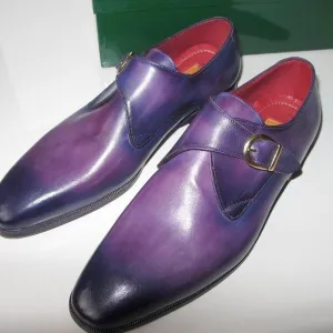 Paul Parkman Purple Single Monkstrap Hand Painted Men Shoes NIB!
