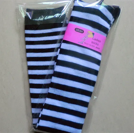 Pure Cotton Over-The-Knee Long Socks, Colorful Striped Base Socks, Pure Campus Style, High-Top Long Socks