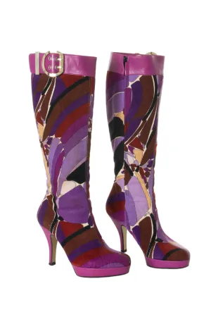 Purple Print Boots 36