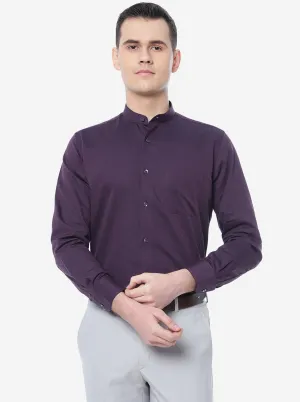 Purple Solid Slim Fit Formal Shirt | Metal