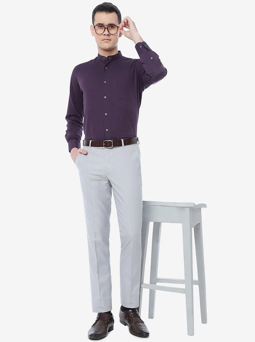 Purple Solid Slim Fit Formal Shirt | Metal