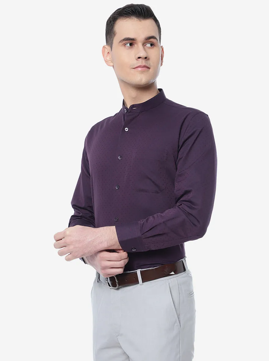 Purple Solid Slim Fit Formal Shirt | Metal