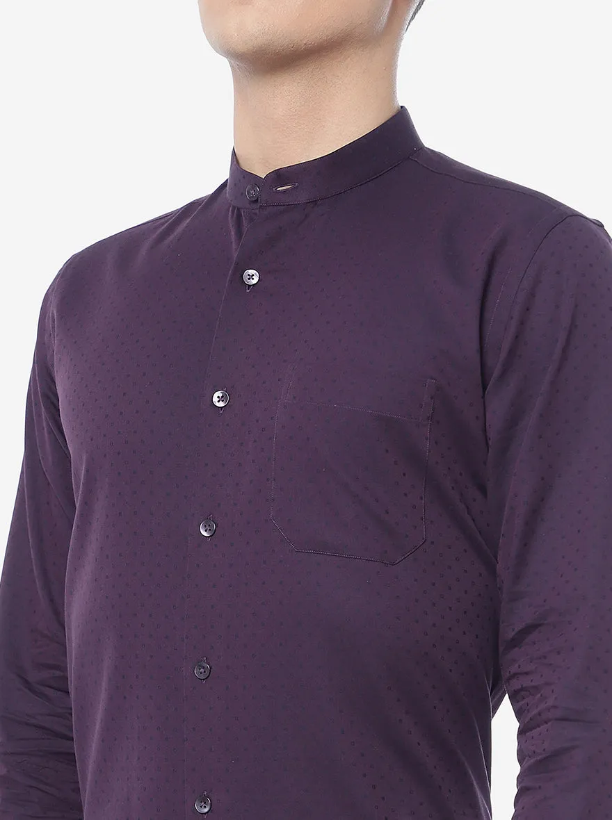Purple Solid Slim Fit Formal Shirt | Metal