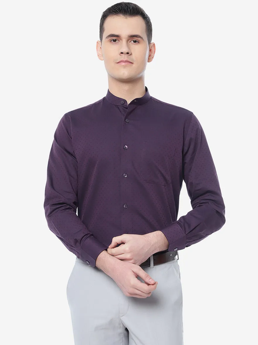 Purple Solid Slim Fit Formal Shirt | Metal