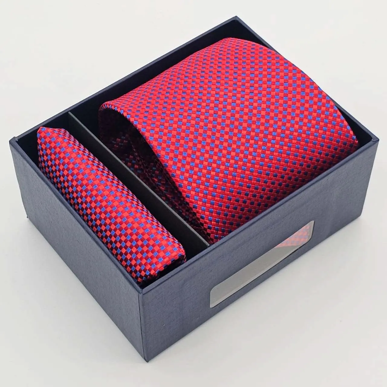Regal Crimson Royal Weave Tie with Signature Pocket Square