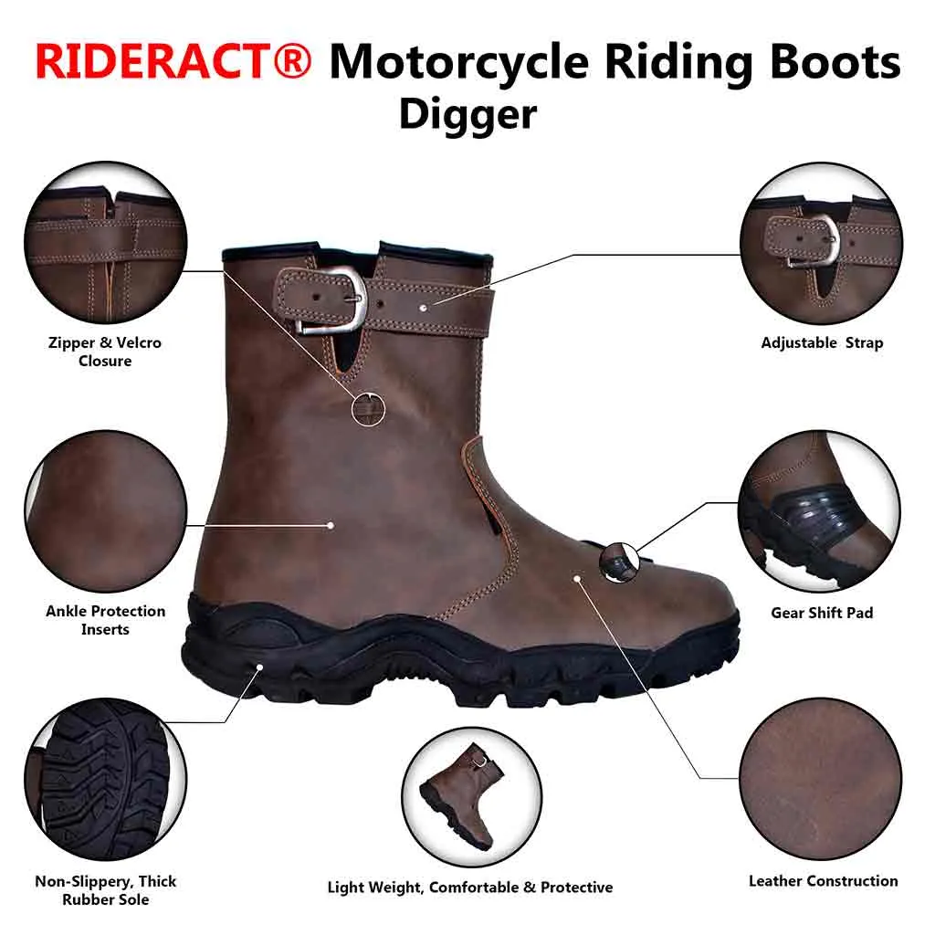 RIDERACT® Men’s Motorbike Boots Digger Riding Motorcycle Boots