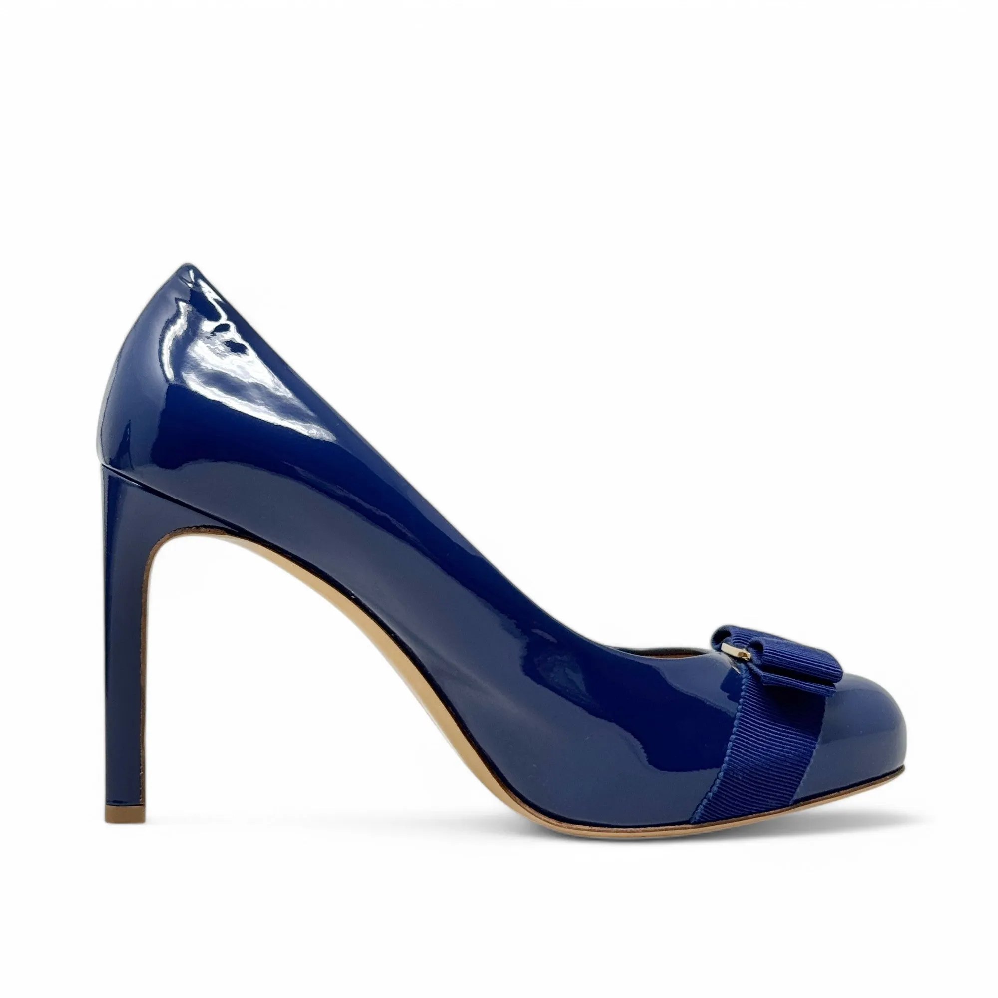 Salvatore Ferragamo Blue Pimpa Vara Pumps 7.5