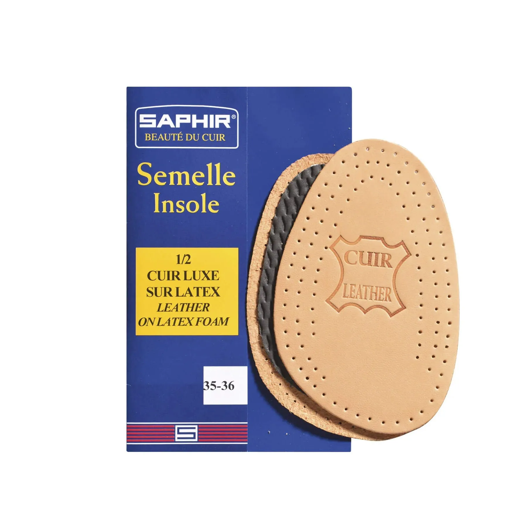 Saphir Beaute du Cuir Leather Half Insoles Charcoal Size 43-46