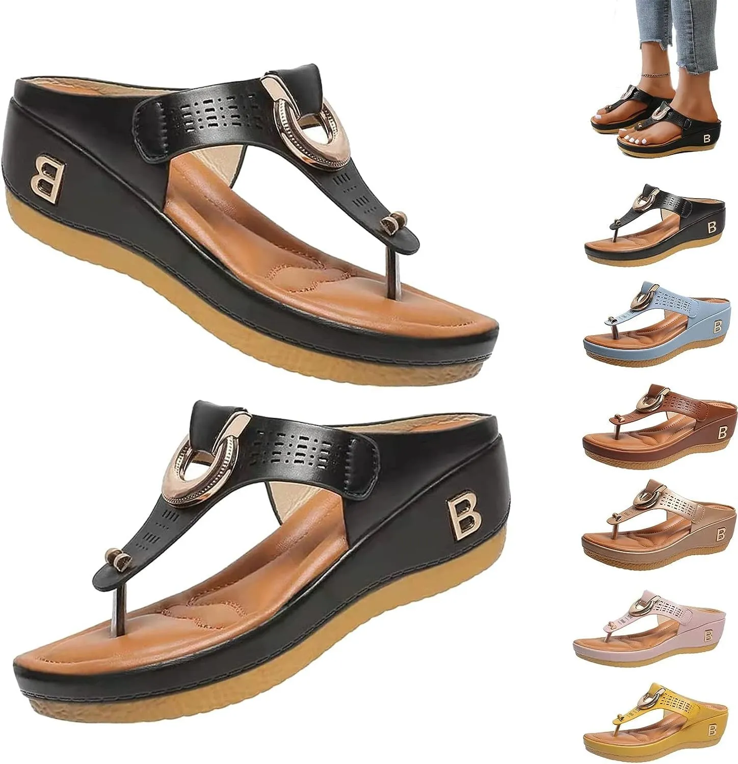 Shoes Flip Trustworthy service Flat Orthopedic Ladies Low-Wedge Sandals Anti-Slip Casual Flops Women Service-focused