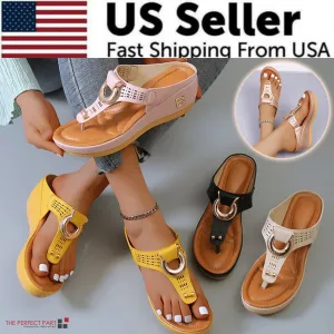 Shoes Flip Trustworthy service Flat Orthopedic Ladies Low-Wedge Sandals Anti-Slip Casual Flops Women Service-focused