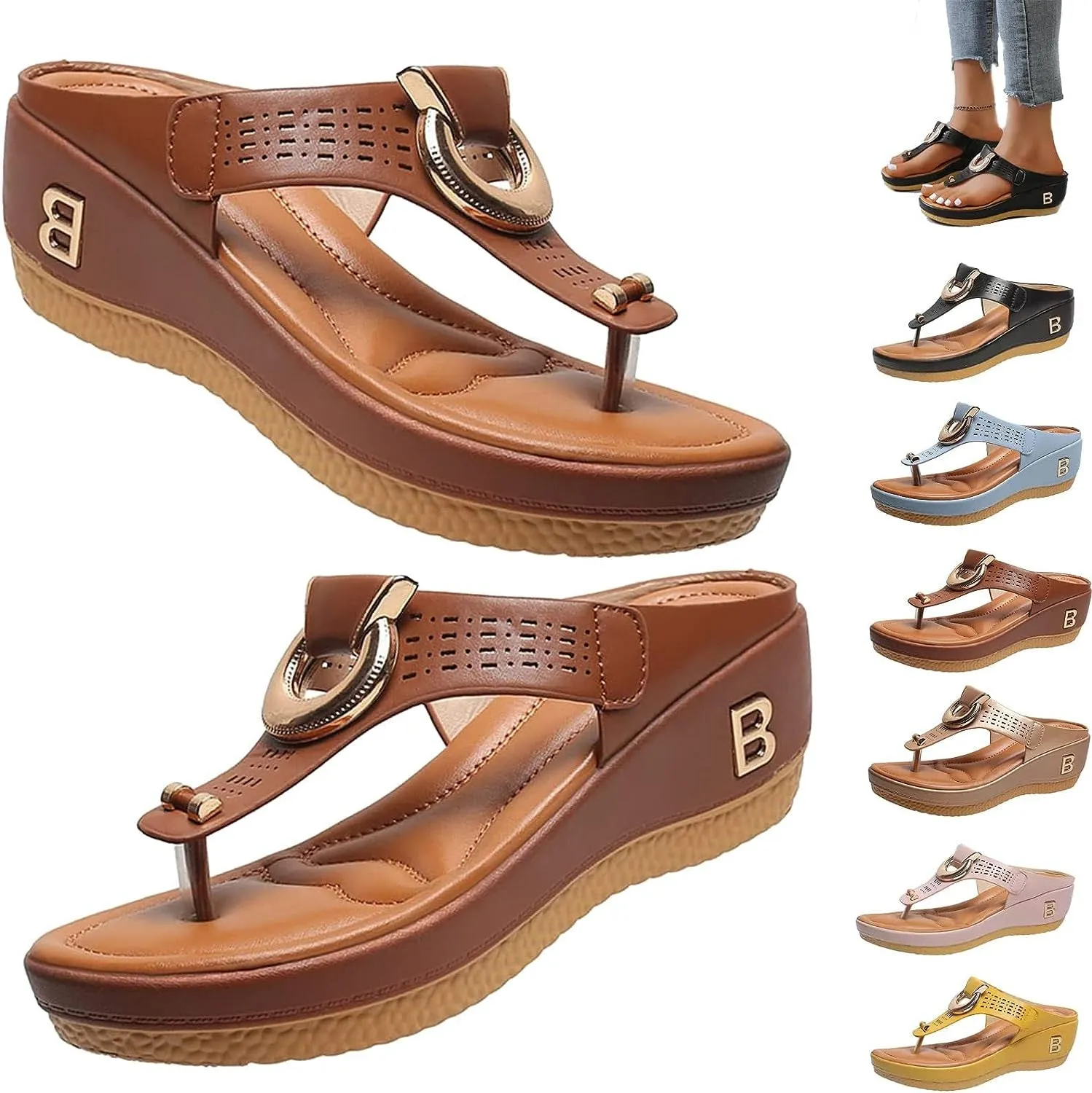 Shoes Flip Trustworthy service Flat Orthopedic Ladies Low-Wedge Sandals Anti-Slip Casual Flops Women Service-focused