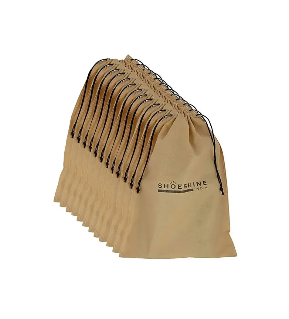SHOESHINE Shoe Bag (Pack of 24) Shoe Storage bag for home & travel - Black & Beige