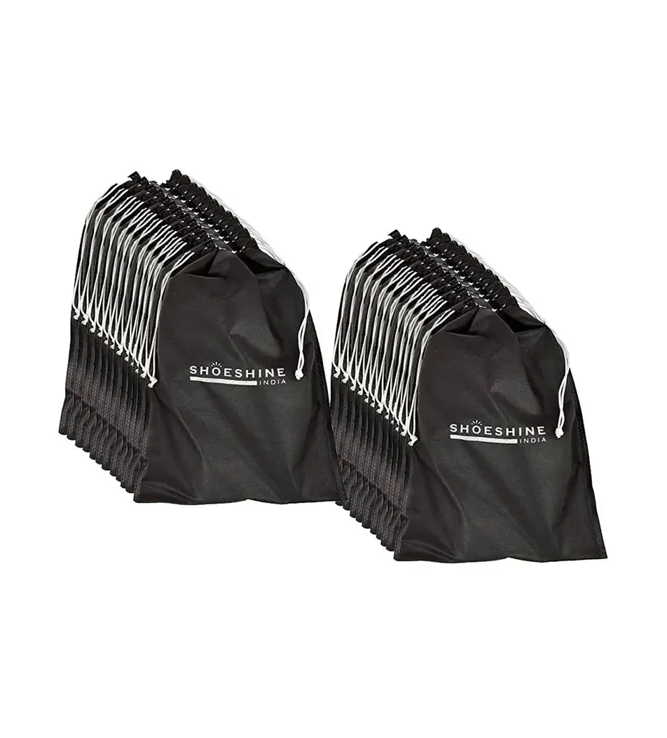SHOESHINE Shoe Bag (Pack of 24) Shoe Storage bag for home & travel - Black & Beige